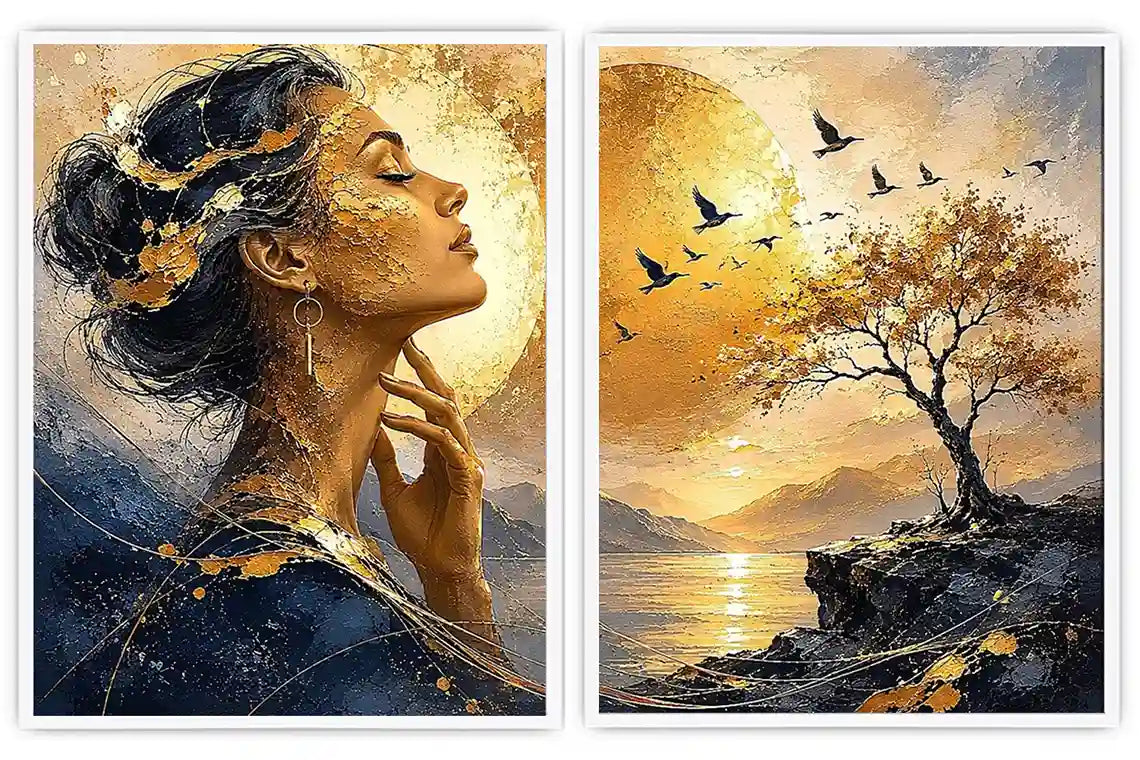 Golden Reverie 2 Piece Art Set