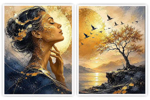 Golden Reverie 2 Piece Art Set