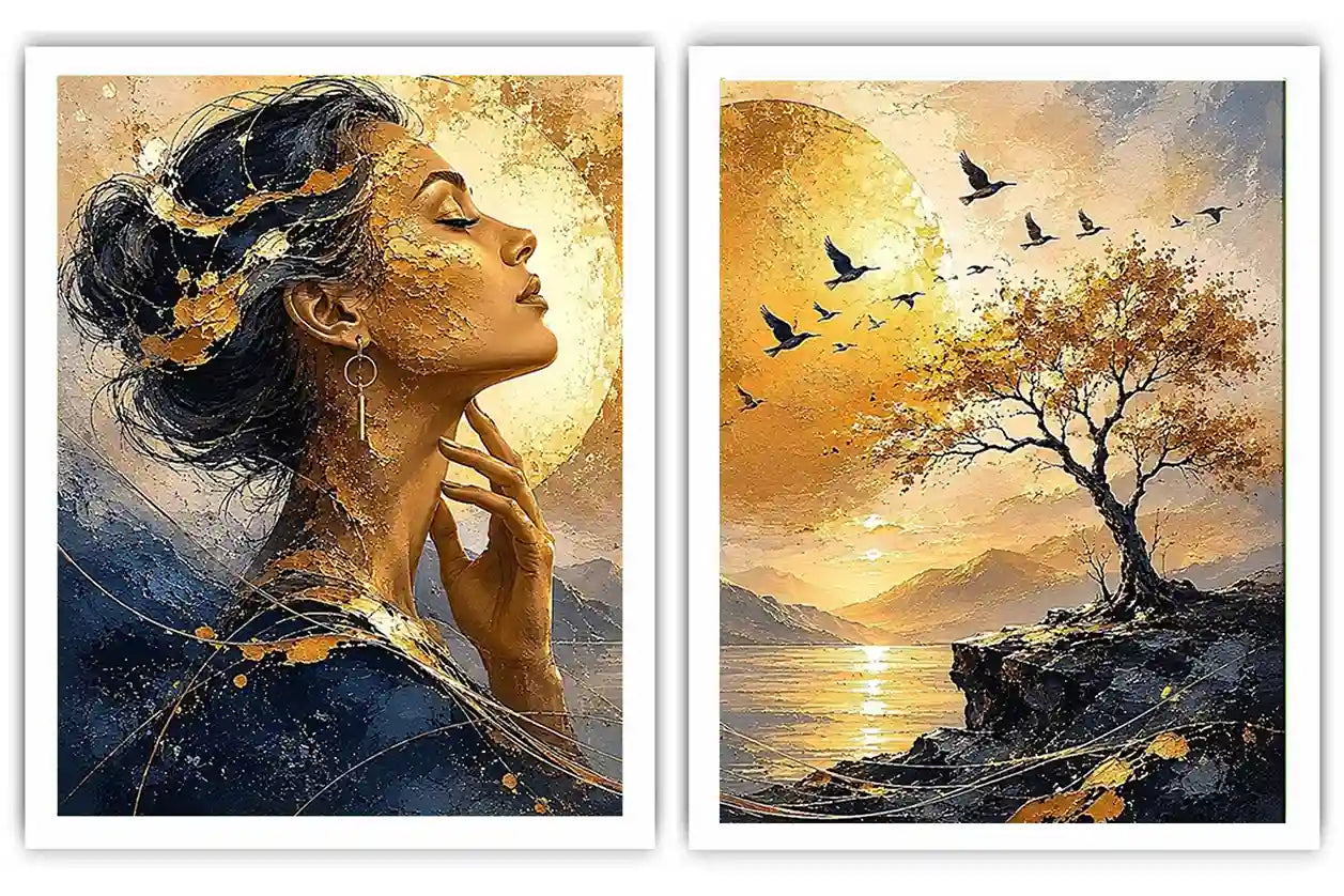 Golden Reverie 2 Piece Art Set