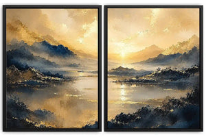 Golden Mist Peaks 2 Piece Art Set