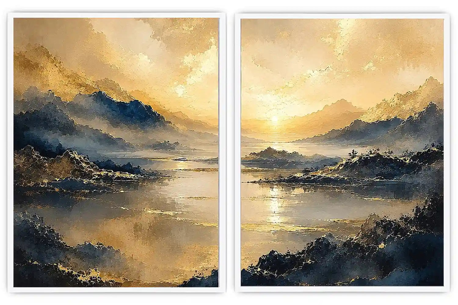 Golden Mist Peaks 2 Piece Art Set