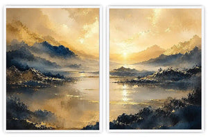 Golden Mist Peaks 2 Piece Art Set