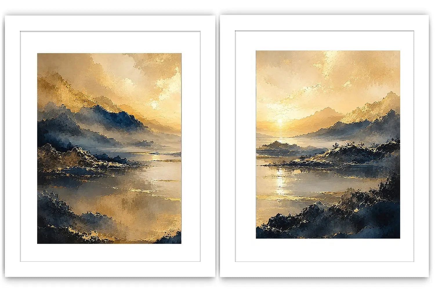 Golden Mist Peaks 2 Piece Art Set