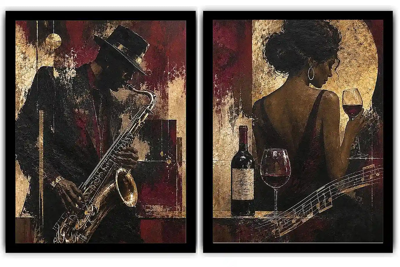 Crimson Jazz 2 Piece Art Set