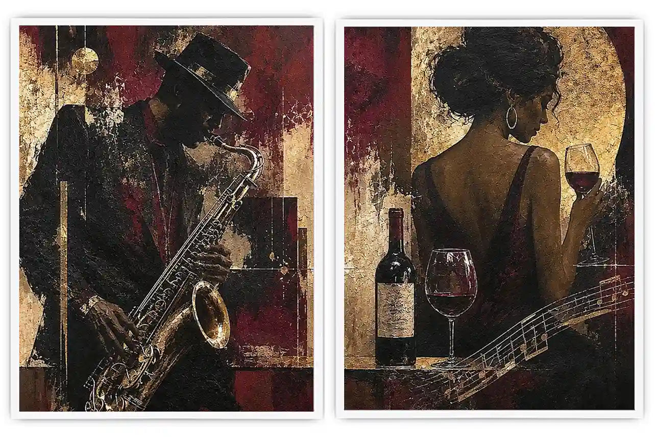 Crimson Jazz 2 Piece Art Set
