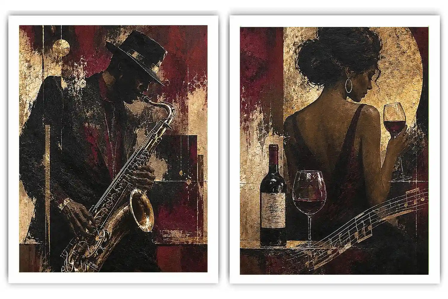 Crimson Jazz 2 Piece Art Set
