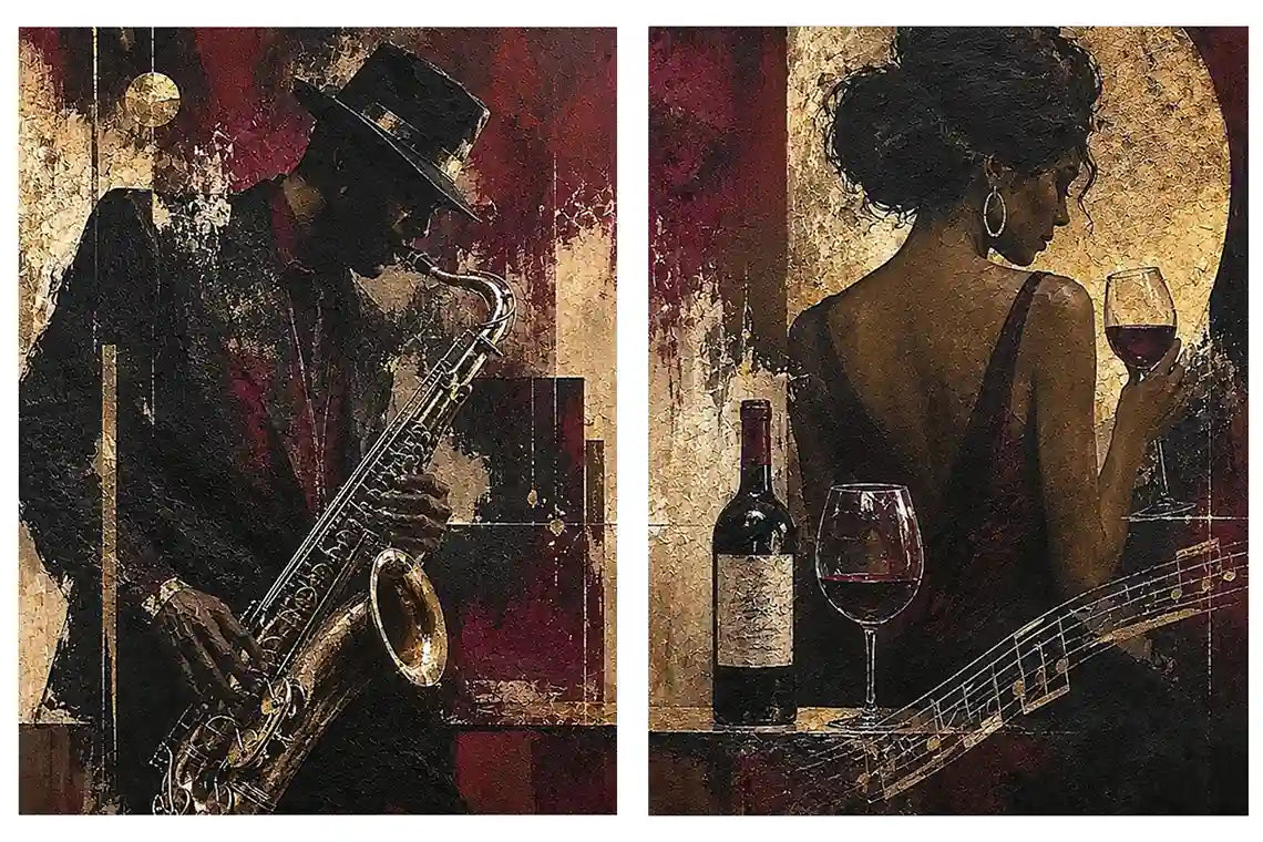 Crimson Jazz 2 Piece Art Set