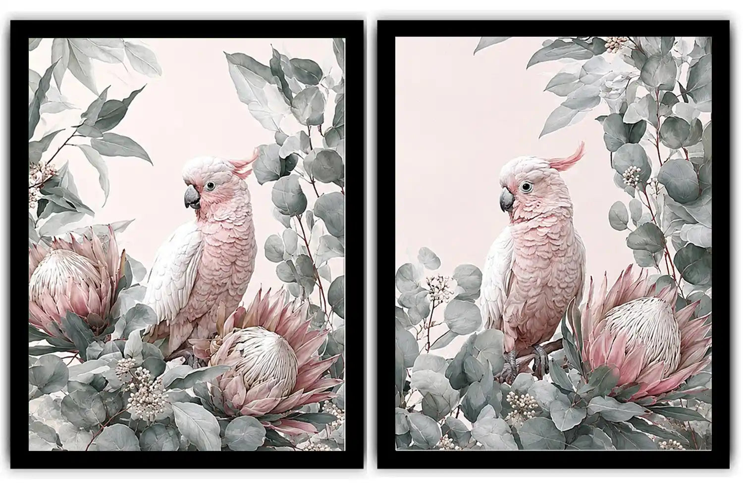 Rose Cockatoo Garden 2 Piece Art Set