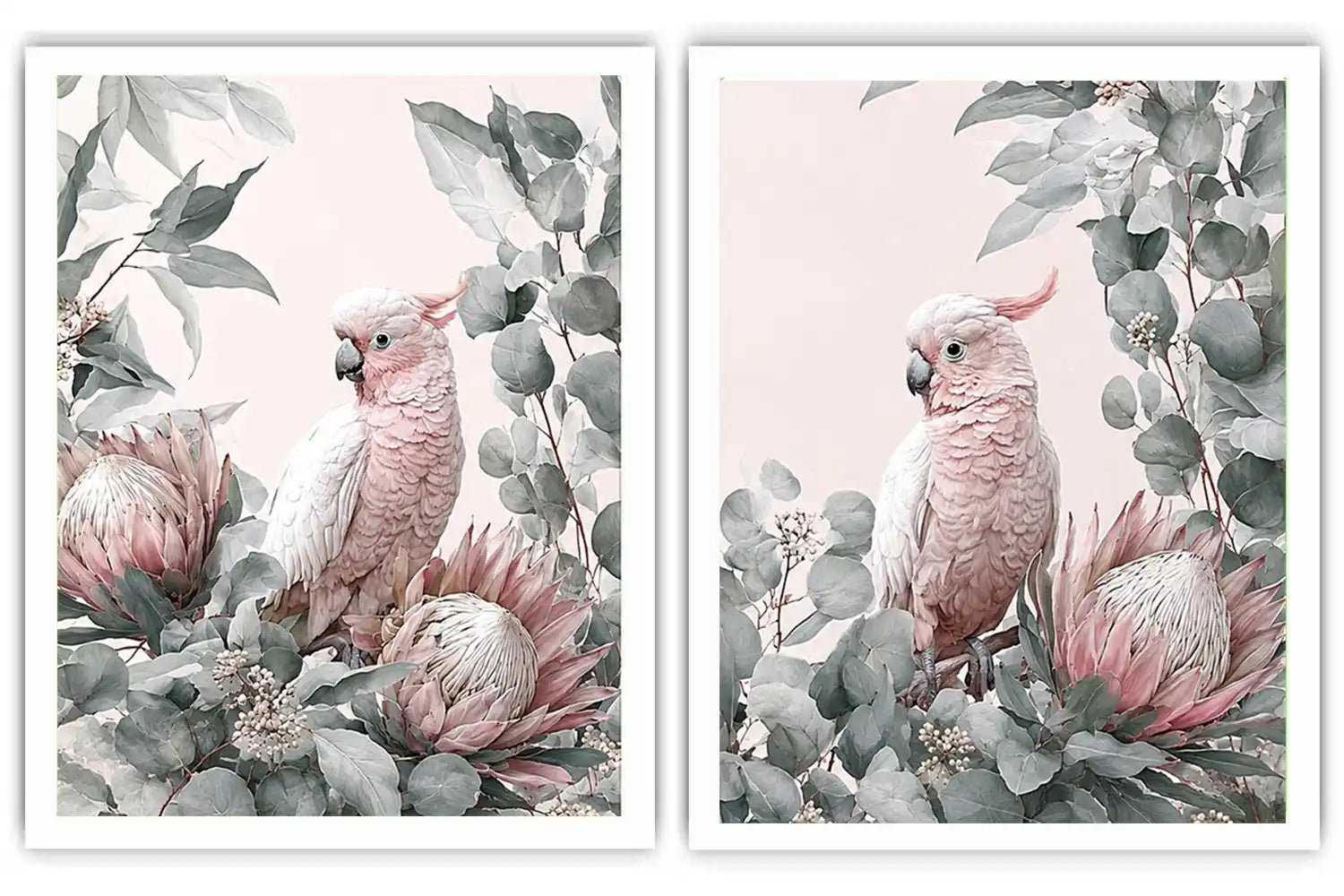 Rose Cockatoo Garden 2 Piece Art Set