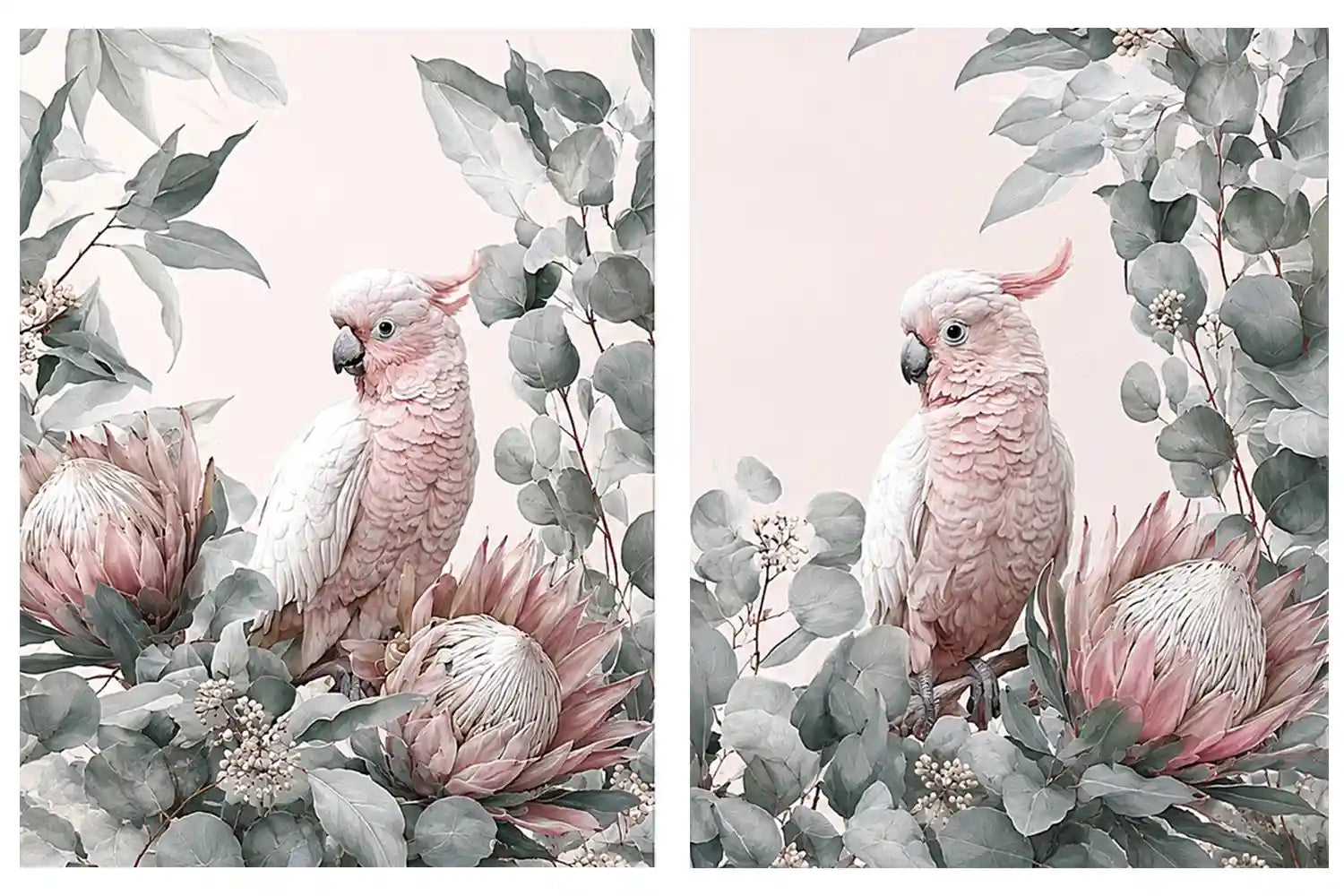 Rose Cockatoo Garden 2 Piece Art Set