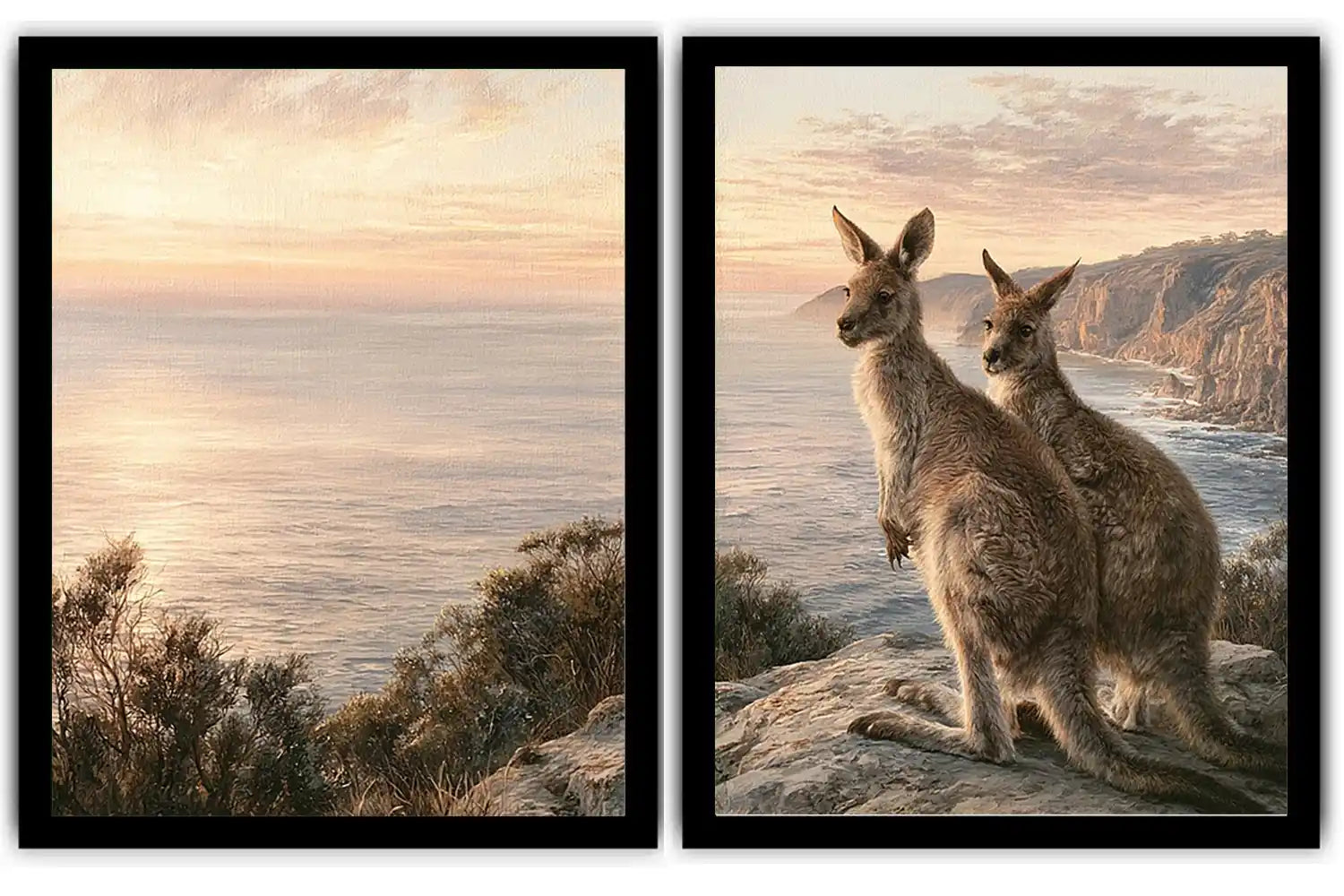 Coastal Kangaroo Dawn 2 Piece Art Set