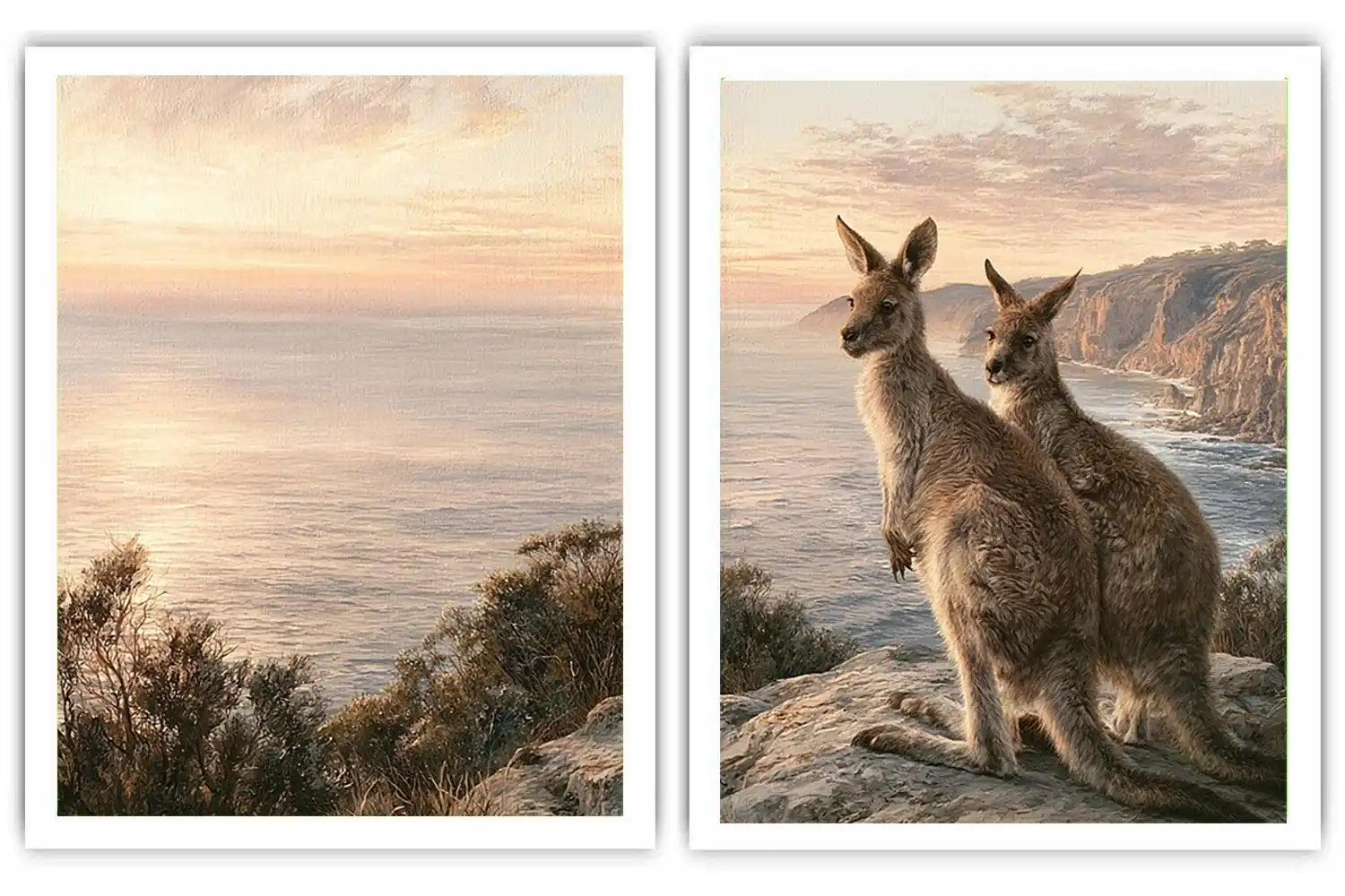 Coastal Kangaroo Dawn 2 Piece Art Set