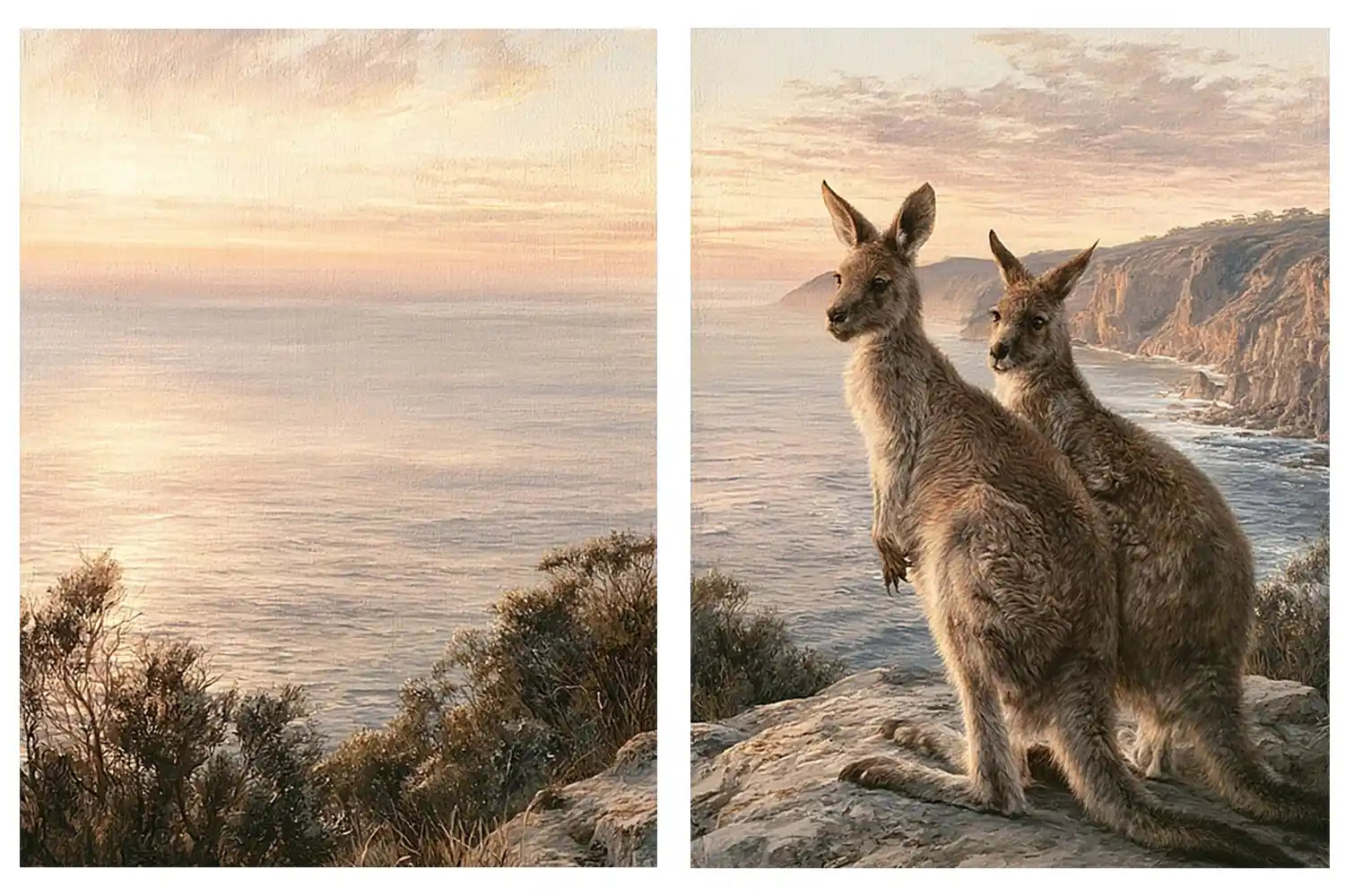Coastal Kangaroo Dawn 2 Piece Art Set