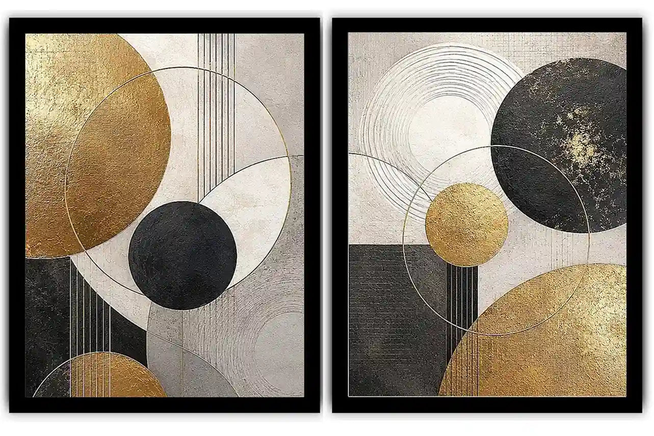 2 Panel Geometric Circle Art 