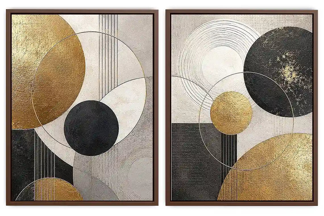 2 Panel Geometric Circle Art 