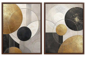 2 Panel Geometric Circle Art 
