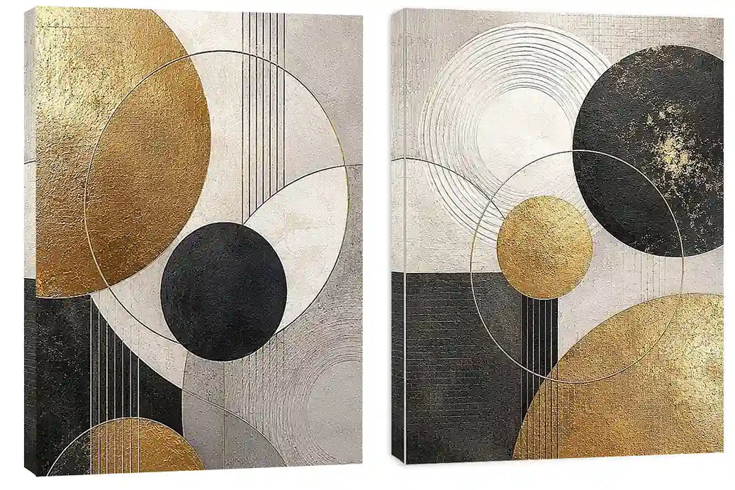 2 Panel Geometric Circle Art 