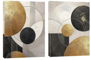 2 Panel Geometric Circle Art 