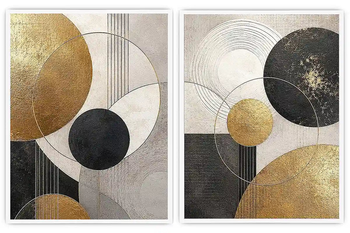 2 Panel Geometric Circle Art 