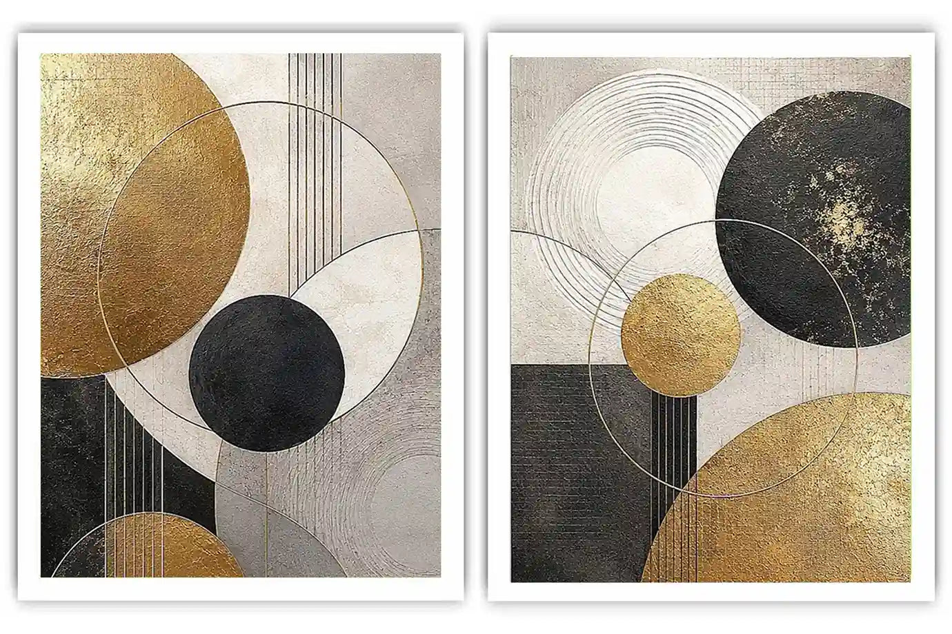 2 Panel Geometric Circle Art 