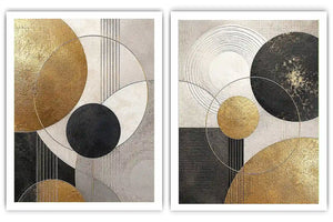 2 Panel Geometric Circle Art 
