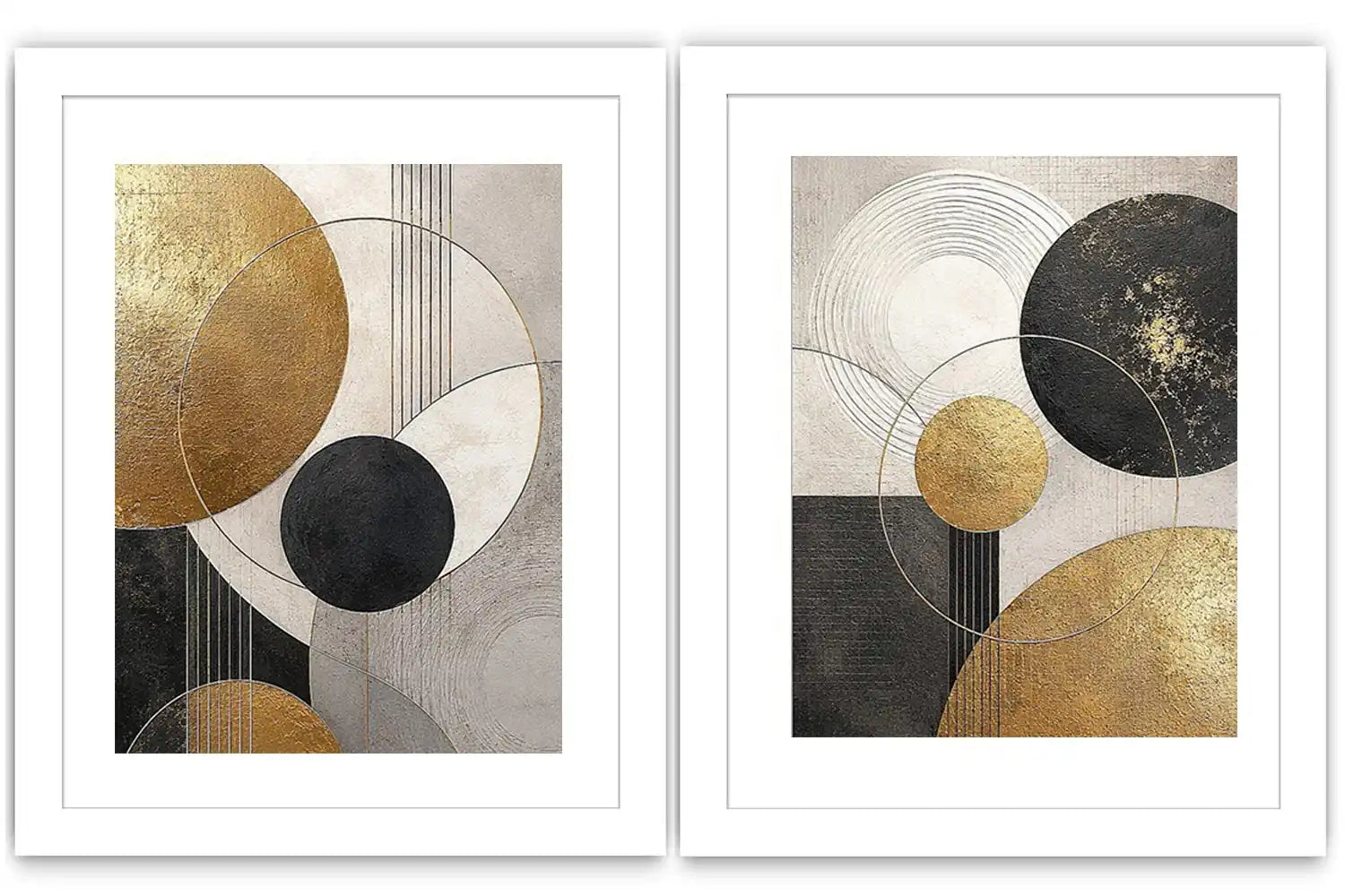 2 Panel Geometric Circle Art 