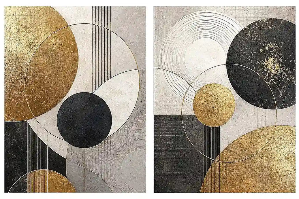 2 Panel Geometric Circle Art 