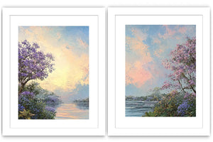 Pink Cockatoo Tropical Floral Diptych Wall Art