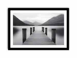 Black and white lake pier Canvas Print