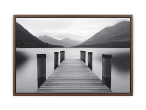 Black and white lake pier Canvas Print