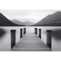 Black and white lake pier Canvas Print