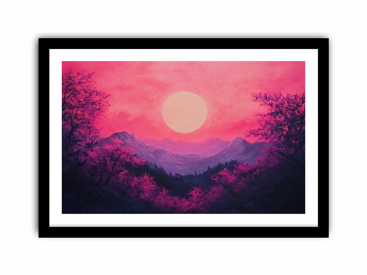 Bold magenta mountain sunset Canvas Print