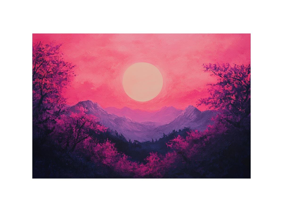 Bold magenta mountain sunset Canvas Print