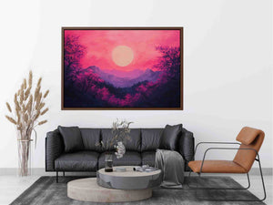 Bold magenta mountain sunset Canvas Print