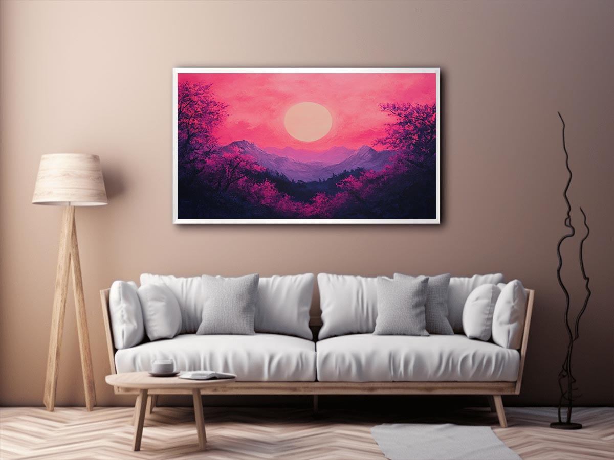 Bold magenta mountain sunset Canvas Print