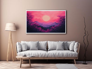Bold magenta mountain sunset Canvas Print