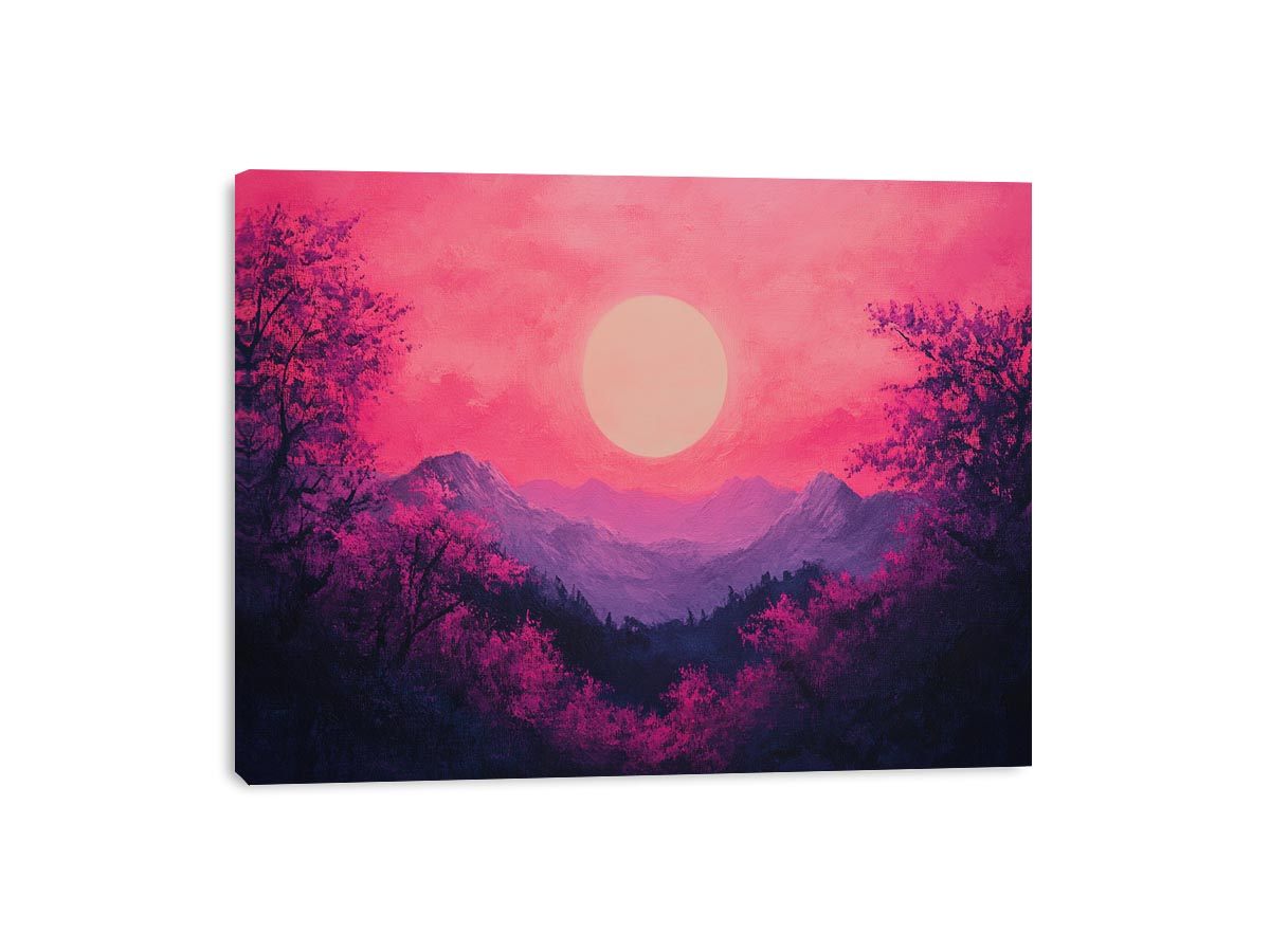 Bold magenta mountain sunset Canvas Print