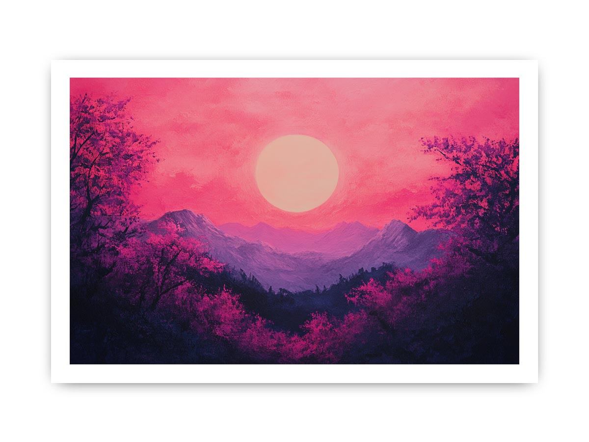 Bold magenta mountain sunset Canvas Print