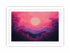 Bold magenta mountain sunset Canvas Print