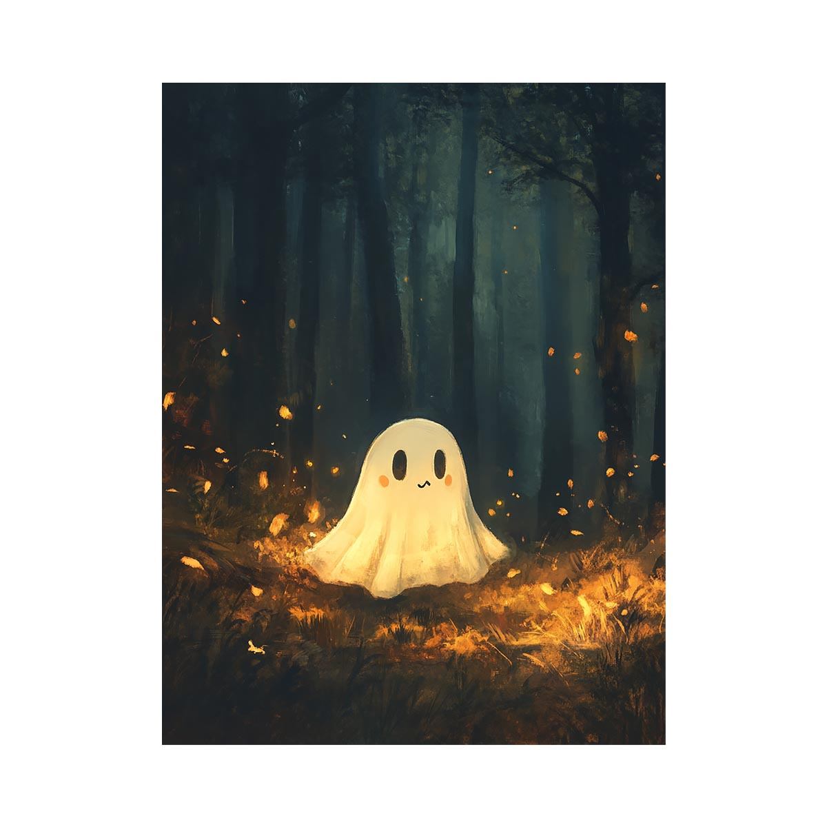 Cute glowing forest ghost Canvas Print
