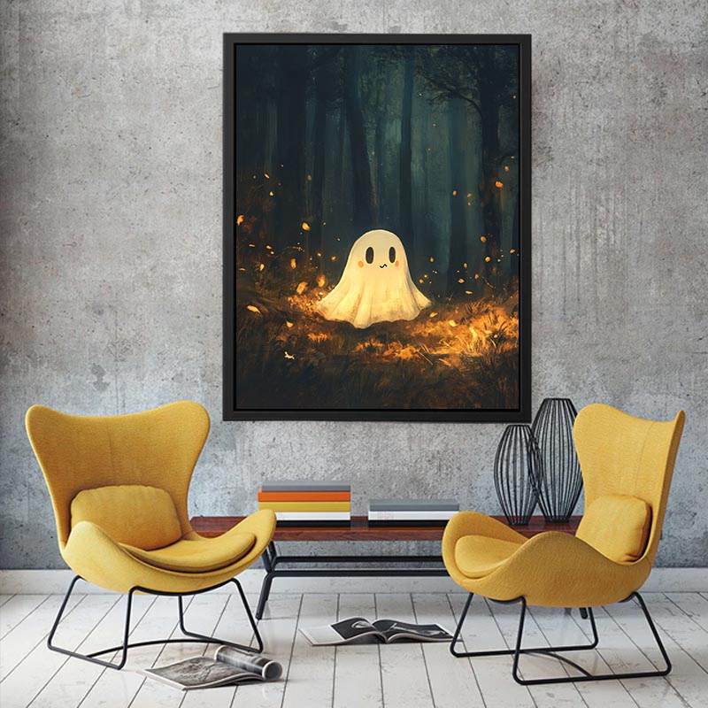 Cute glowing forest ghost Canvas Print