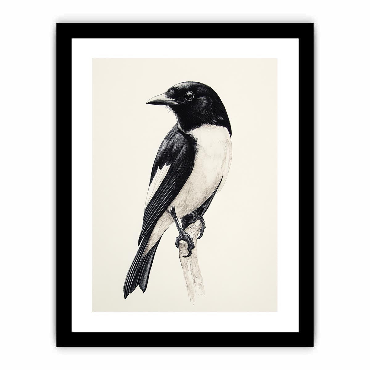 Minimal black and white songbird Canvas Print
