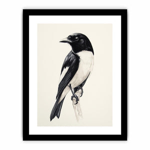 Minimal black and white songbird Canvas Print