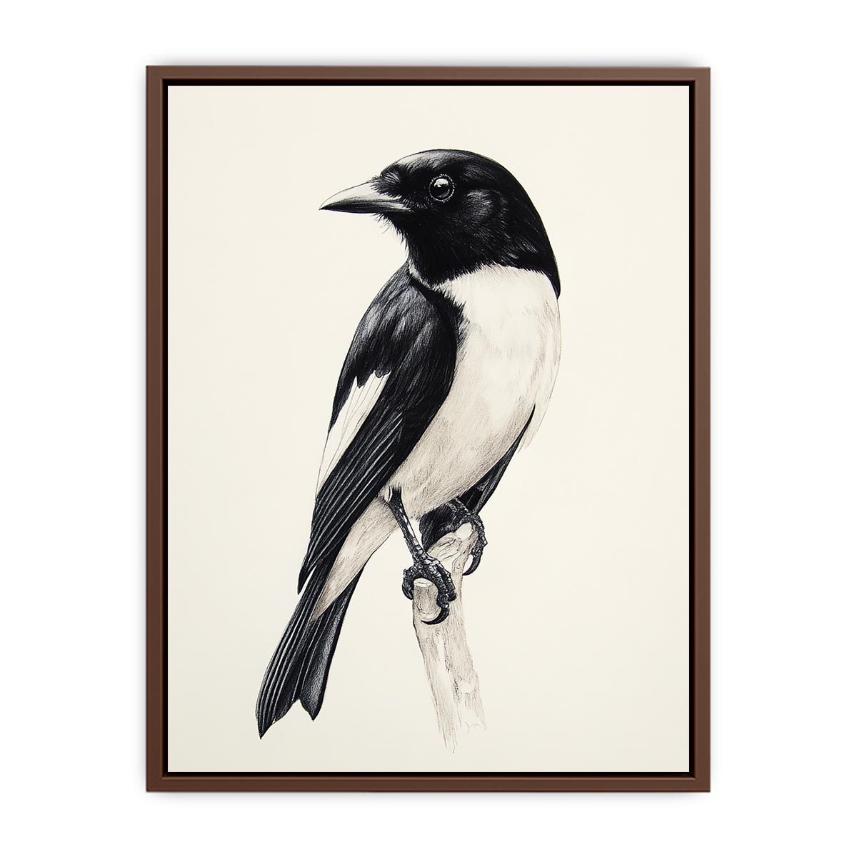 Minimal black and white songbird Canvas Print