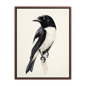 Minimal black and white songbird Canvas Print