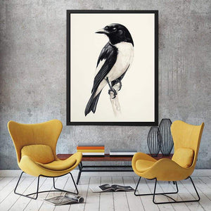 Minimal black and white songbird Canvas Print