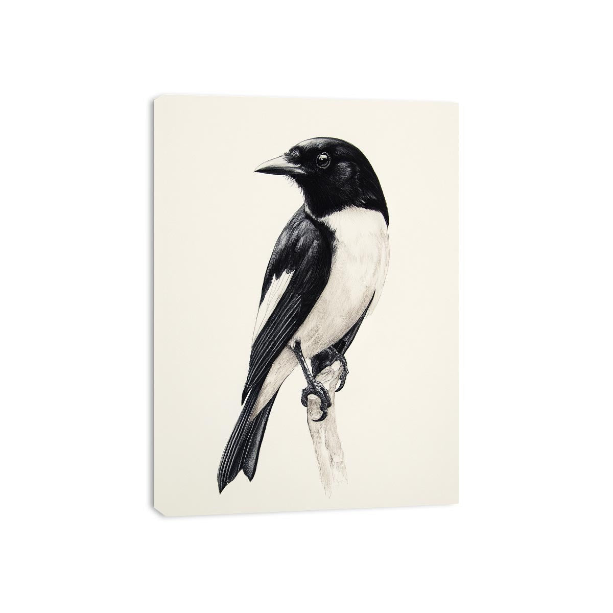 Minimal black and white songbird Canvas Print