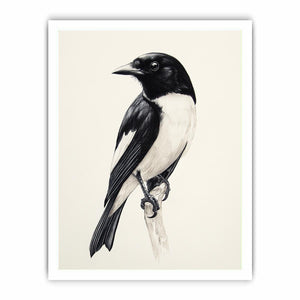 Minimal black and white songbird Canvas Print