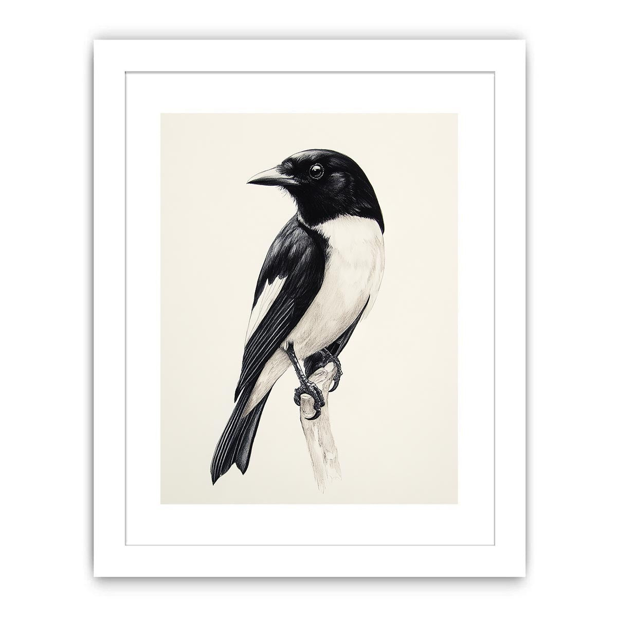 Minimal black and white songbird Canvas Print