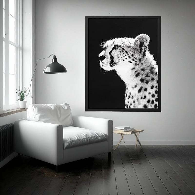 Black and white cheetah portrait Canvas Print